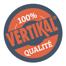 Logo de Vertikal, 100% qualité, façade du Roy.
